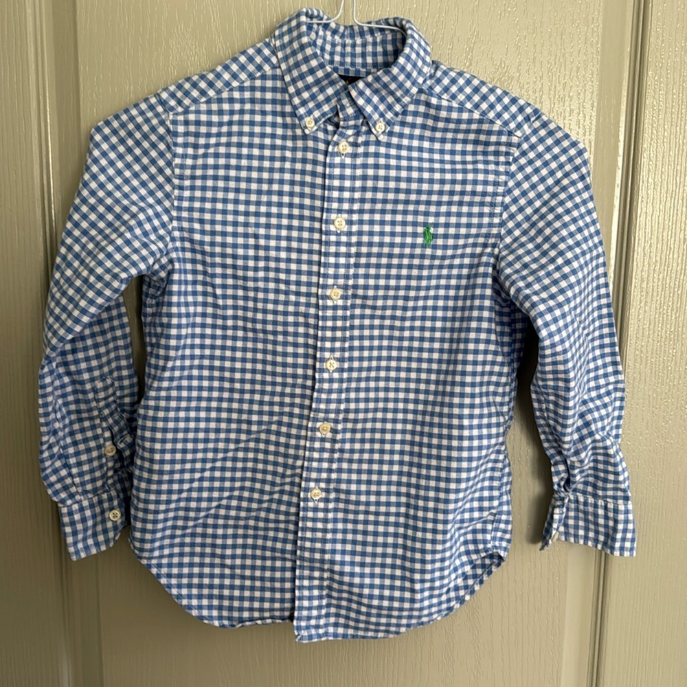 Ralph Lauren button-down shirt - blue/white gingham check Oxford checkered
